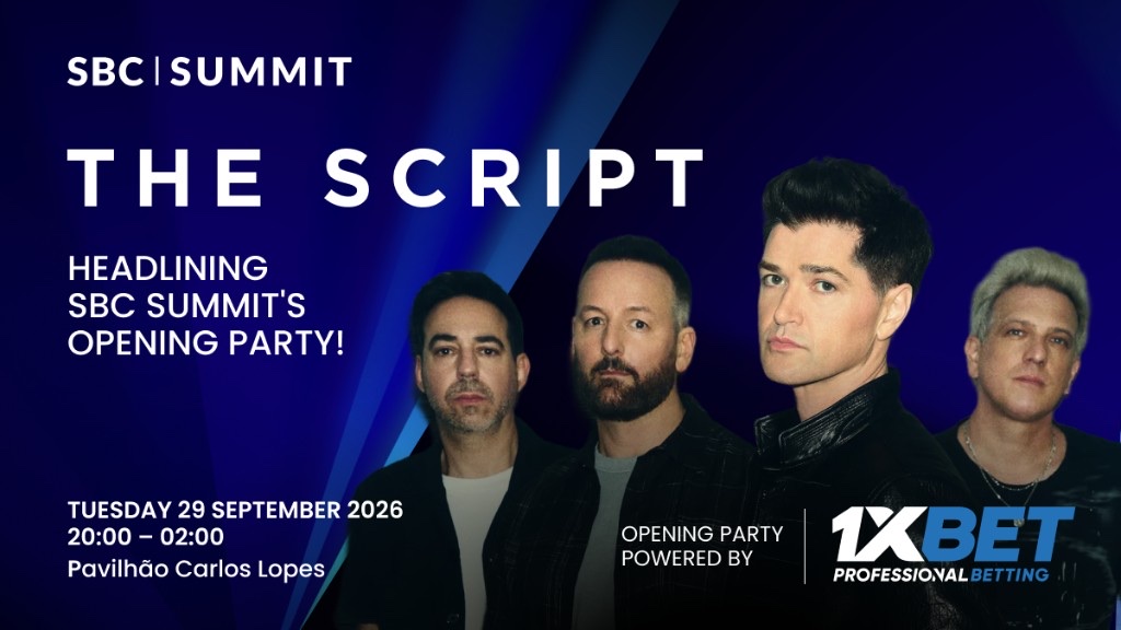 The Script headlining SBC Summit Opening Party — Tuesday 29 September 2026, Pavilhão Carlos Lopes, powered by 1xBet