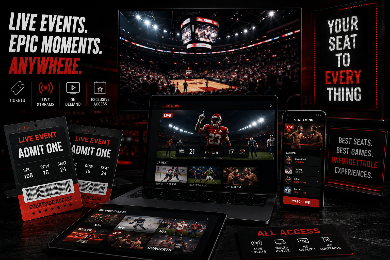 Sports tickets, live events, and streaming platforms