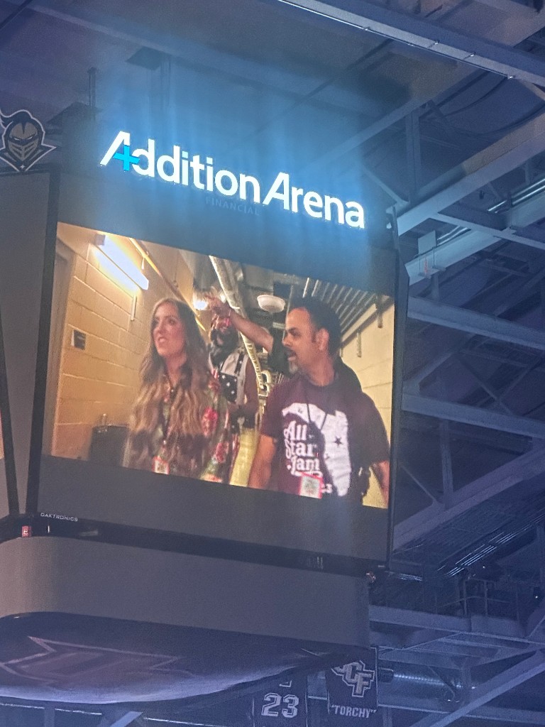 Addition Financial Arena jumbotron during All Star Jam