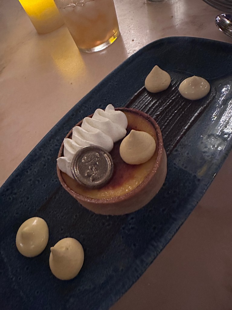 Crème brûlée with a wax seal at Be Our Guest