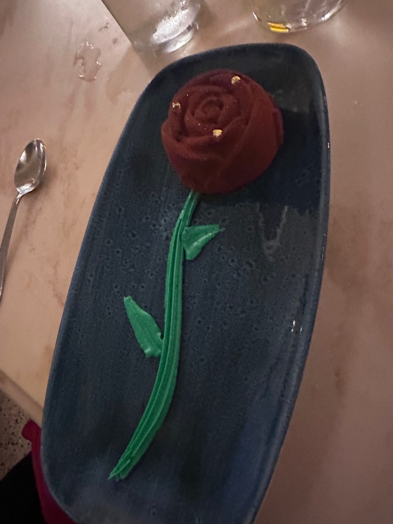 The grey stuff served as a rose dessert