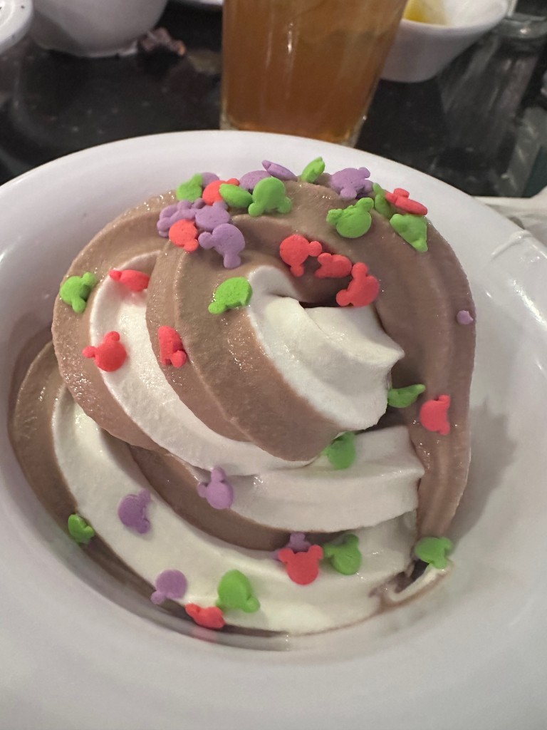 Chocolate and vanilla soft serve with Mickey sprinkles