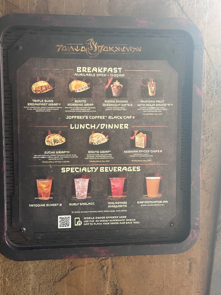 Ronto Roasters menu with the Ronto Morning Wrap and the lunch Ronto Wrap