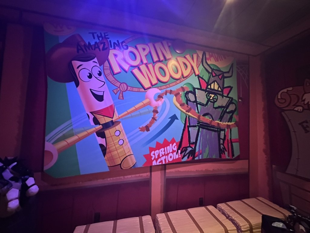 Ropin' Woody mural on the restaurant wall