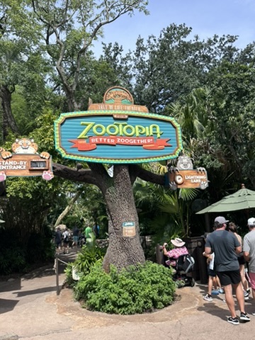 Zootopia Better Zoogether! sign at the Tree of Life Theater