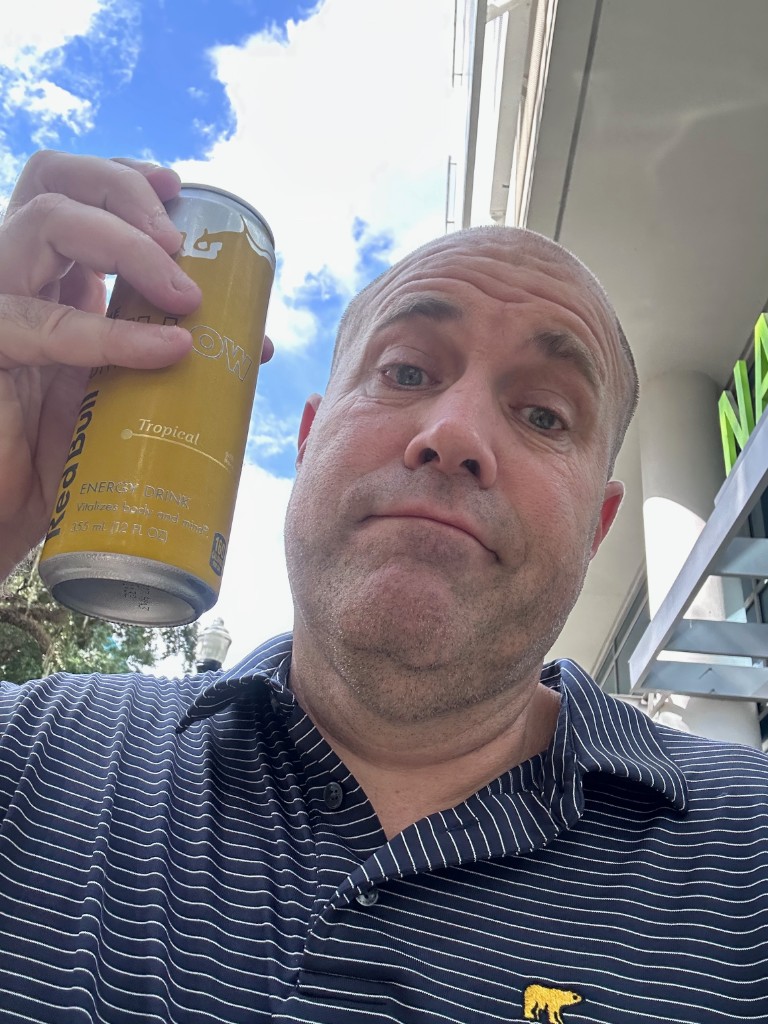 Ryan with a Tropical Red Bull after finding no open sports bars downtown
