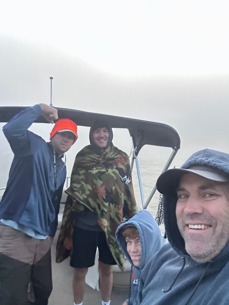 Chilly foggy Bash morning selfie with the fishing crew