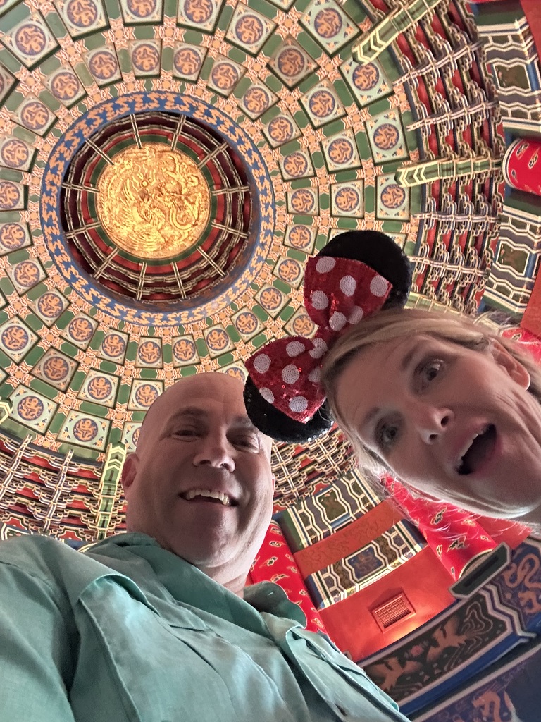 Ryan and Sarah under the Temple of Heaven ceiling at Reflections of China