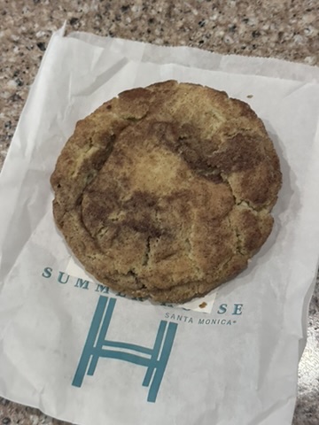 Snickerdoodle cookie on a Summer House takeout bag