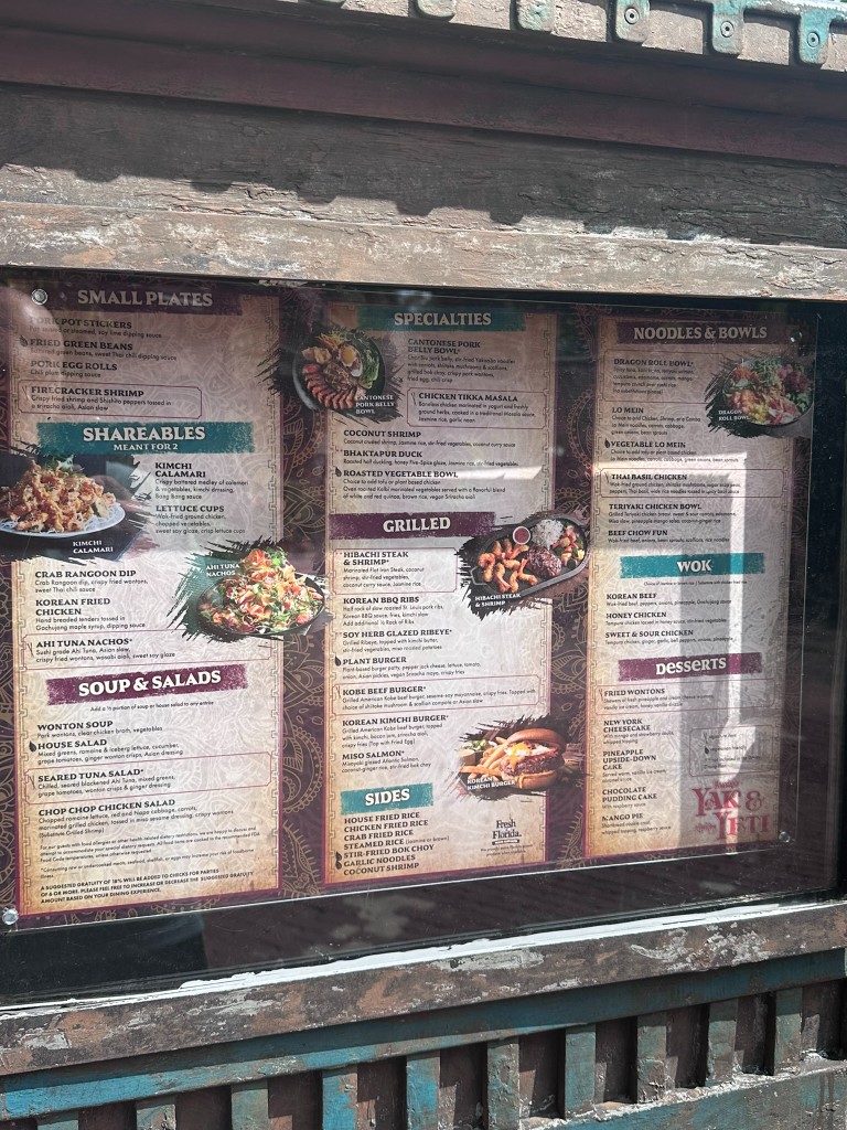 Outdoor Yak & Yeti menu board