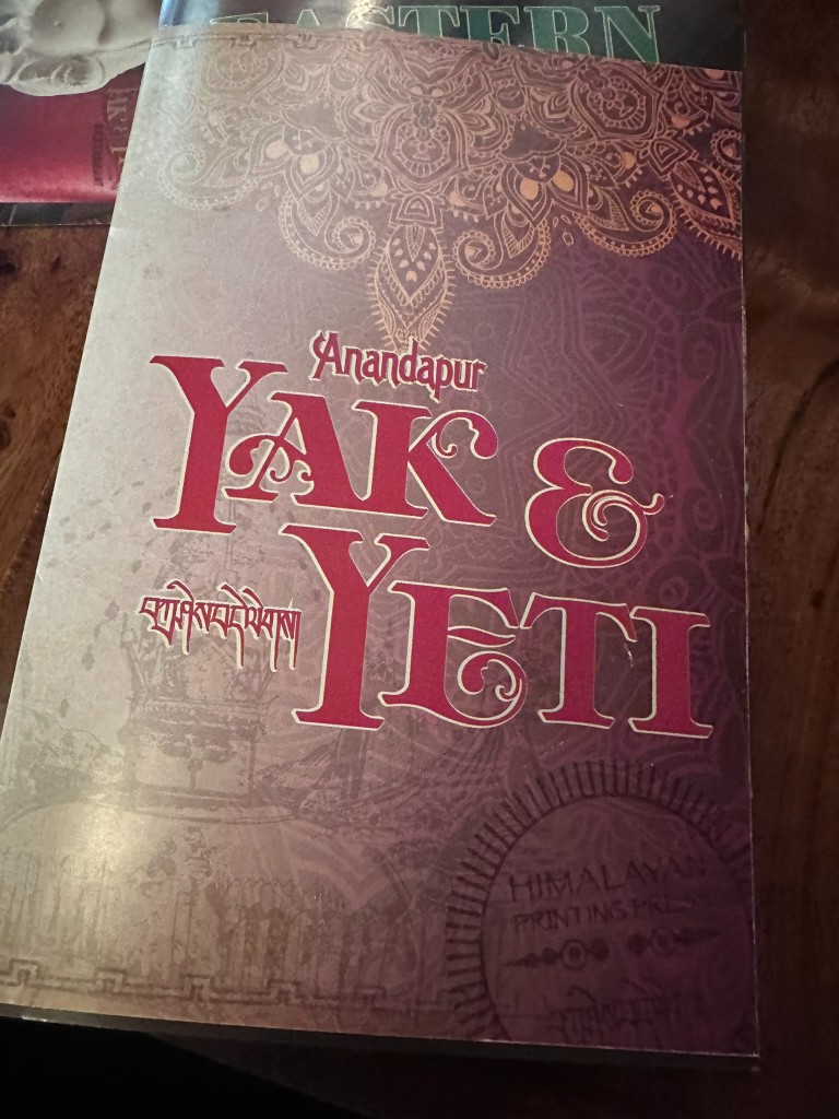 Yak & Yeti table menu cover