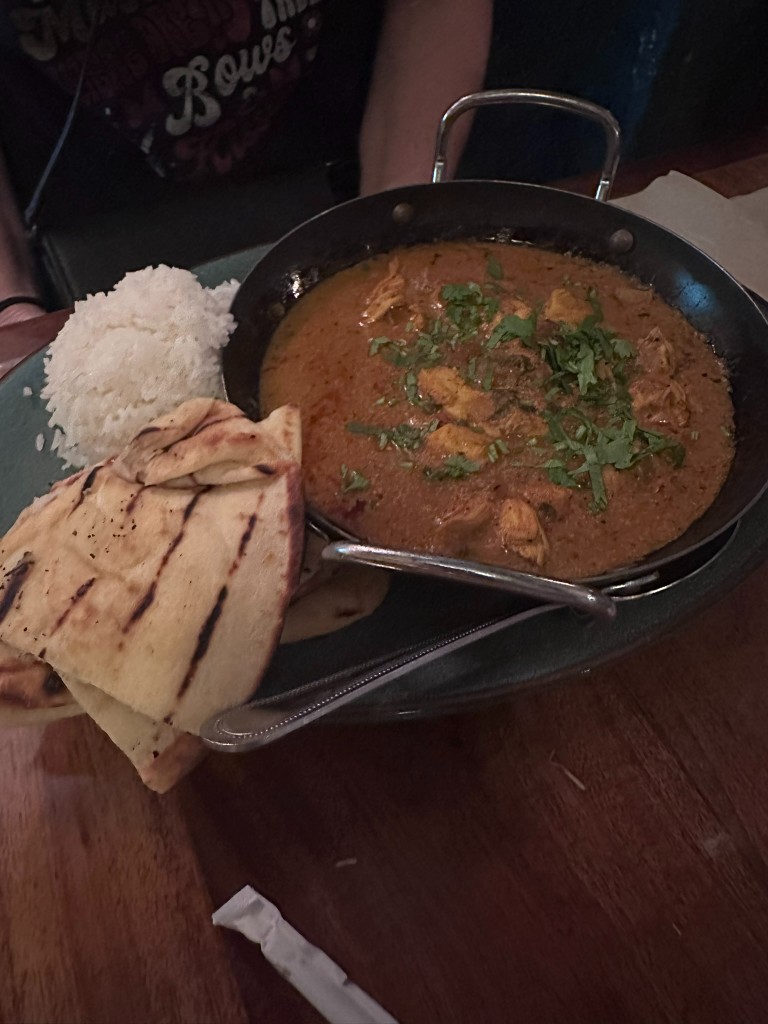 Chicken Tikka Masala with naan and jasmine rice