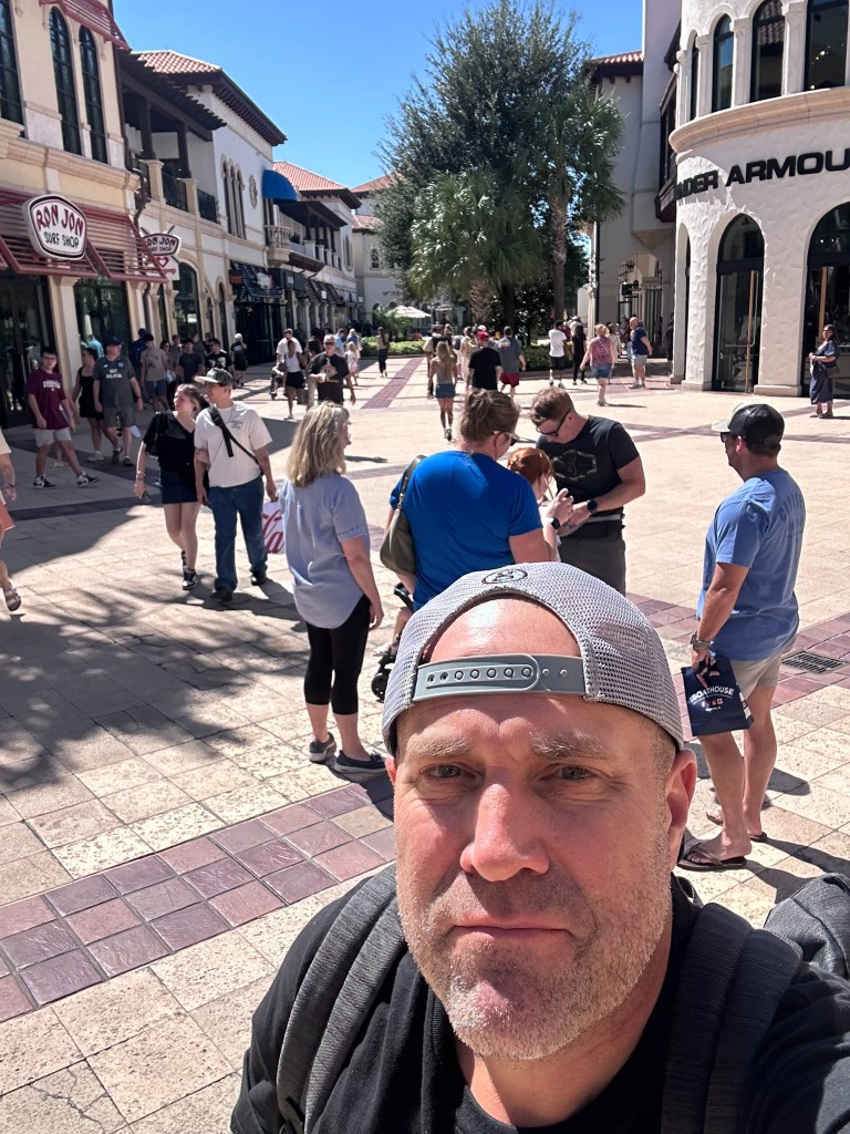 Ryan walking the Disney Springs Town Center stretch