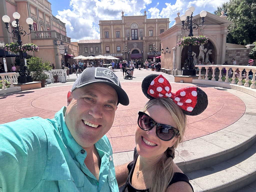 Ryan and Sarah in the Italy Pavilion plaza