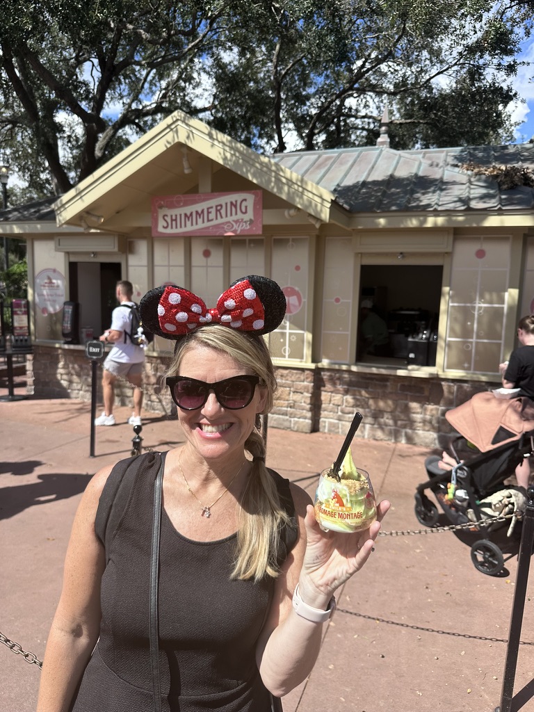 Sarah with the Fromage Montage reward at Shimmering Sips