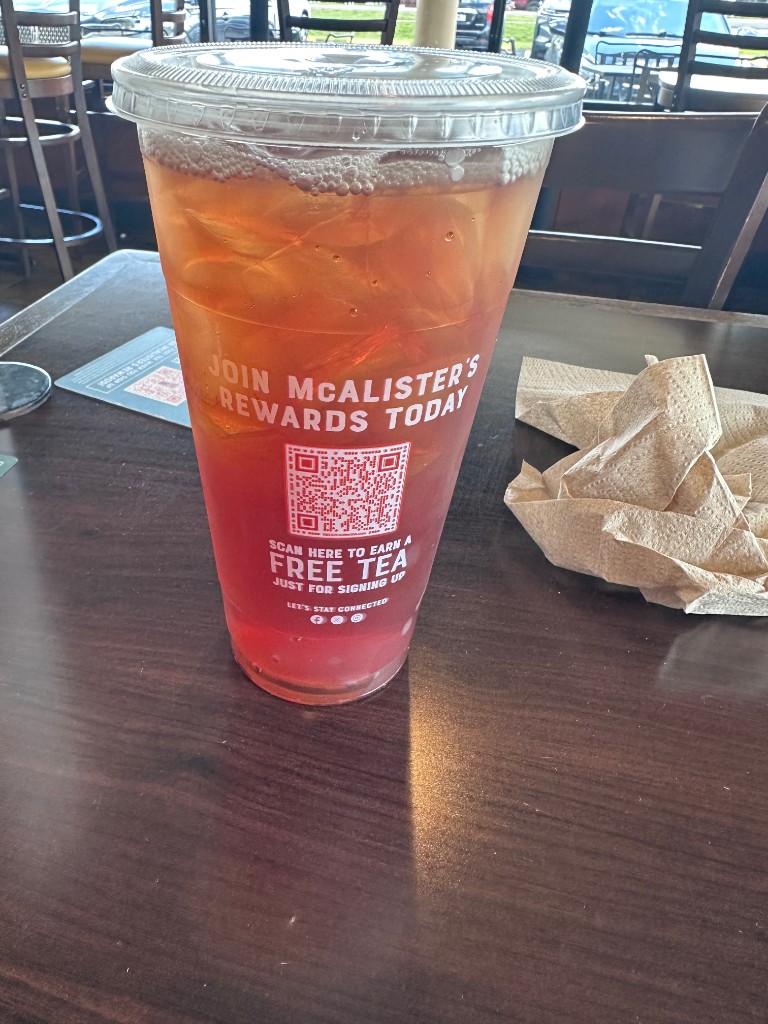 Famous sweet tea at McAlister's Deli